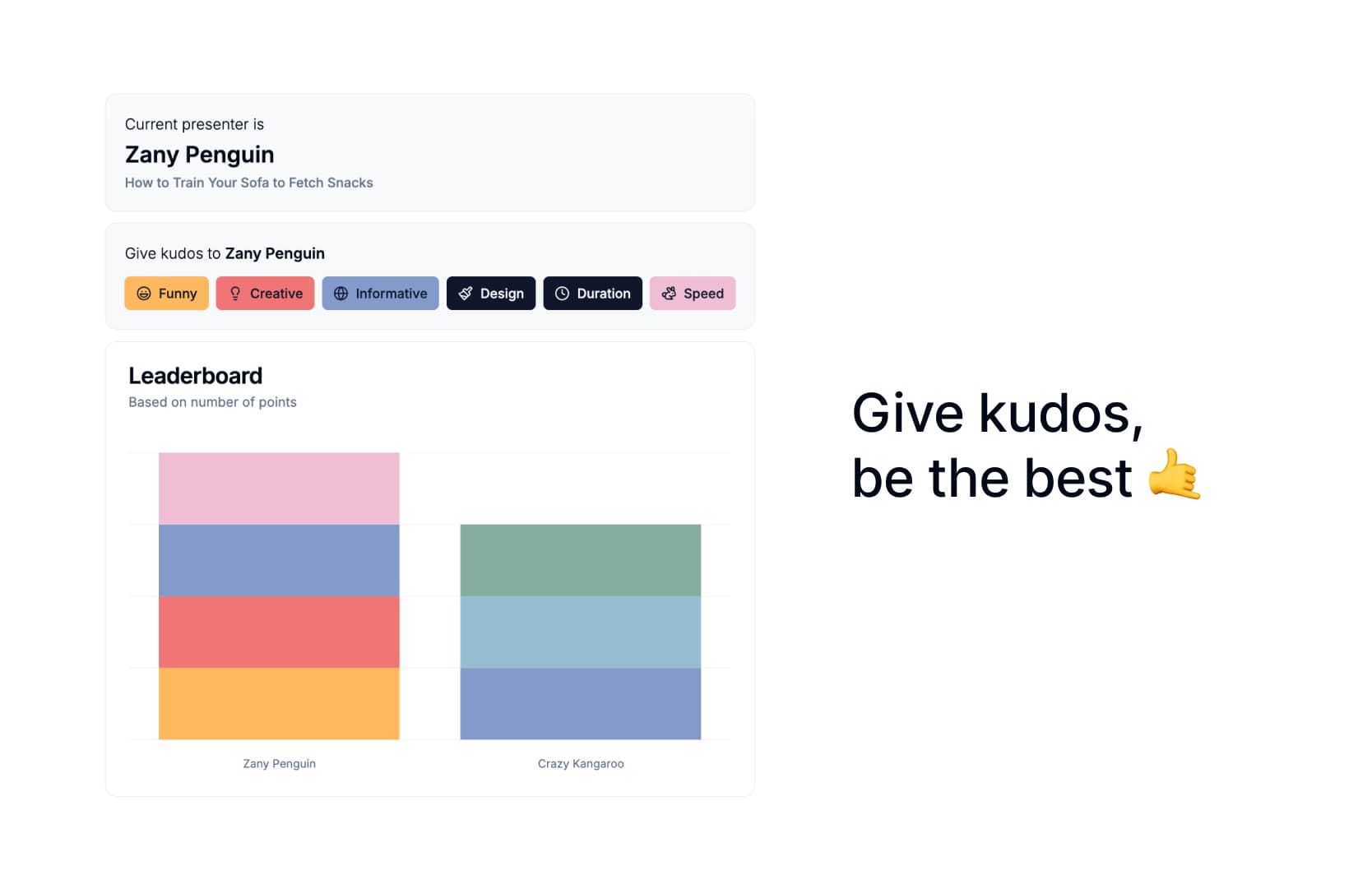 Vote for the best presentation with kudos